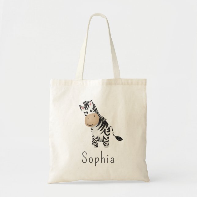 Cute Safari Zebra Kids Tote Bag (Front)