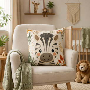 Cute Safari Zebra Nursery Throw Pillow