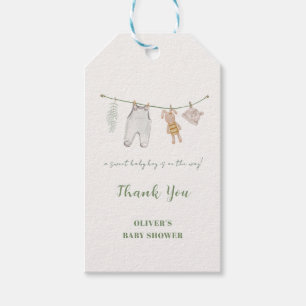 Cute Sage Green Boho Boy Clothes Baby Shower  Gift Tags