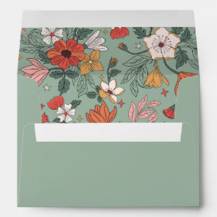 Cute Sage Green Botanical Custom 2 Photo Christmas Envelope