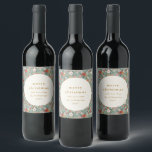 Cute Sage Green Botanical Custom Merry Christmas Wine Label<br><div class="desc">Cute Sage Green Botanical Custom 2 Photo Merry Christmas Wine Label</div>