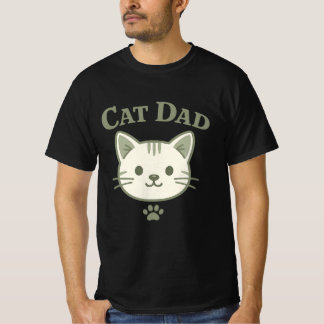 Cute Sage Green Cat Dad Aesthetic Kawaii Kitty T-Shirt
