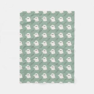 Cute Sage Green Ghost Cardigan Pattern Baby Fleece Blanket