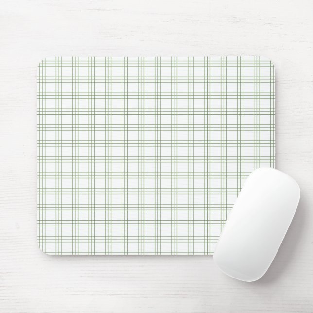 Cute Sage Green Gingham Study Mousepad (With Mouse)