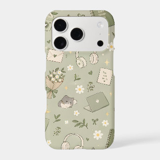 Cute Sage Green Matcha Cat & Bookish Collage