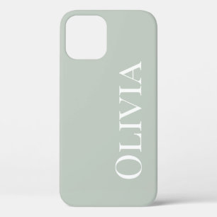 Cute Sage Green Modern Personalized iPhone 12 Pro Case