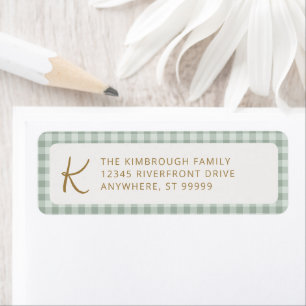 Cute Sage Green Monogram Gingham Plaid
