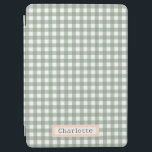 Cute Sage Green Plaid Personalized  iPad Air Cover<br><div class="desc">Sage Green Plaid Personalized</div>