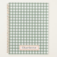 Cute Sage Green Plaid Personalized 