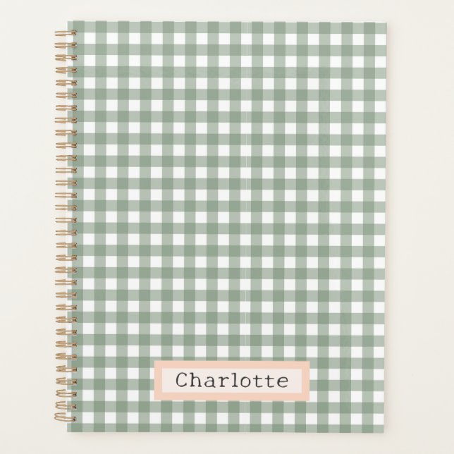 Cute Sage Green Plaid Personnalisé (Devant)
