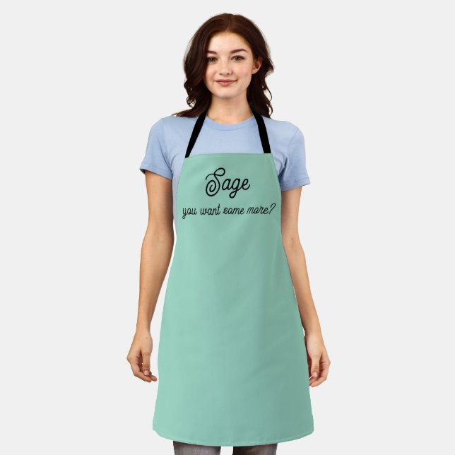 Cute Sage You Want Some More Spice Pun Apron (Worn)