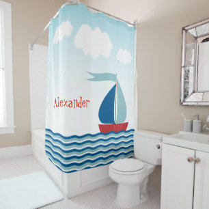 Cute Sailboat on Water, Personalized Nautical