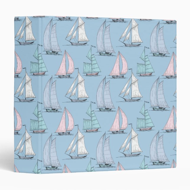 Cute Sailboat Pattern 1 Binder (Front/Spine)