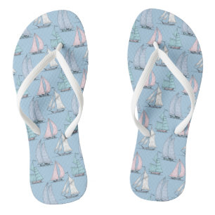 Cute Sailboat Pattern 1 Flip Flops