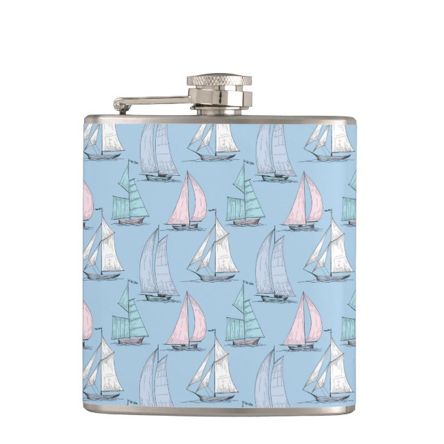 Cute Sailboat Pattern 1 Hip Flask (Front)