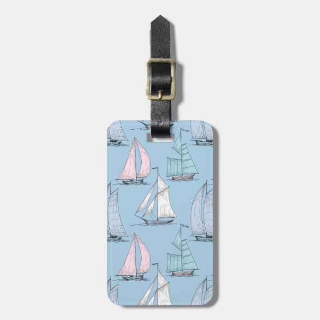 Cute Sailboat Pattern 1 Luggage Tag (Front Vertical)