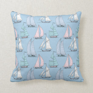 Cute Sailboat Pattern 1 Throw Pillow