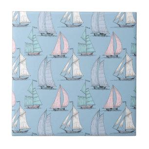 Cute Sailboat Pattern 1 Tile