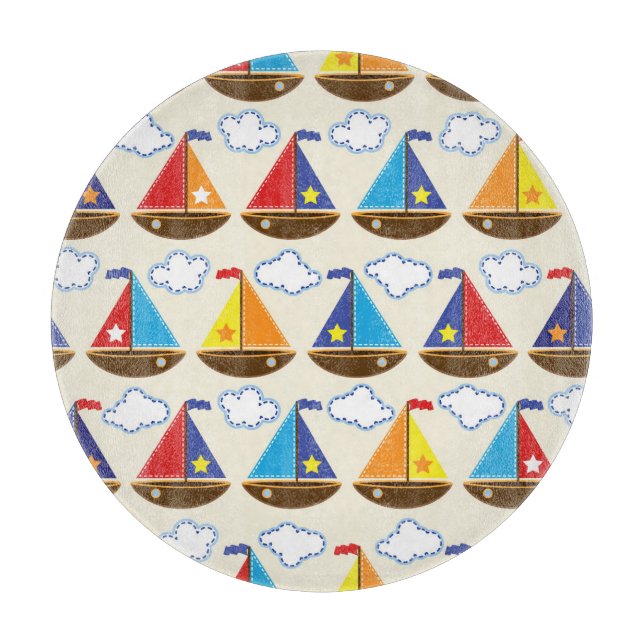 Cute Sailboat Pattern 2 Cutting Board (Front)