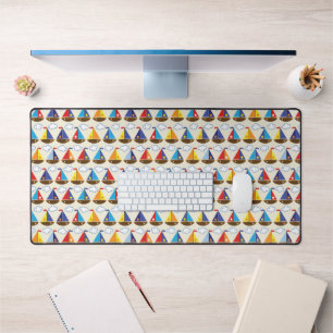 Cute Sailboat Pattern 2 Desk Mat
