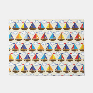 Cute Sailboat Pattern 2 Doormat