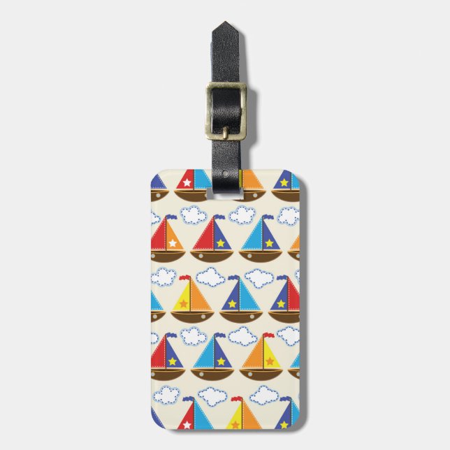 Cute Sailboat Pattern 2 Luggage Tag (Front Vertical)