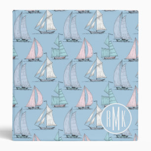 Cute Sailboat Pattern   Monogram Binder