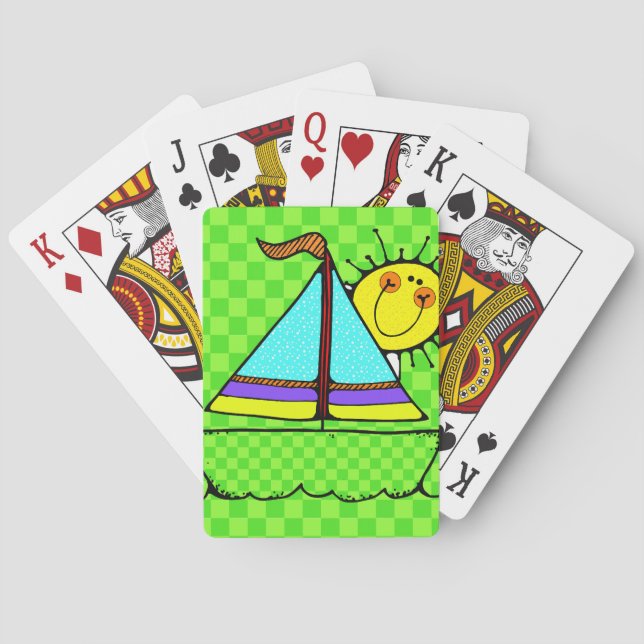 Cute Sailboat Playing Cards (Back)