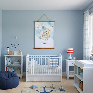 Cute sailor bear baby hanging tapestry