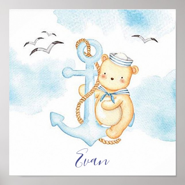 Cute sailor bear baby    poster (Front)