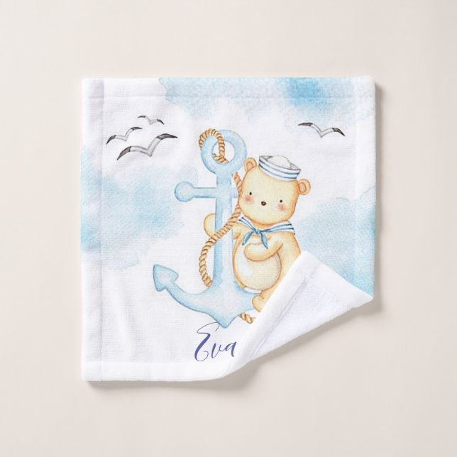 Cute sailor bear baby  wash cloth (Wash Cloth)