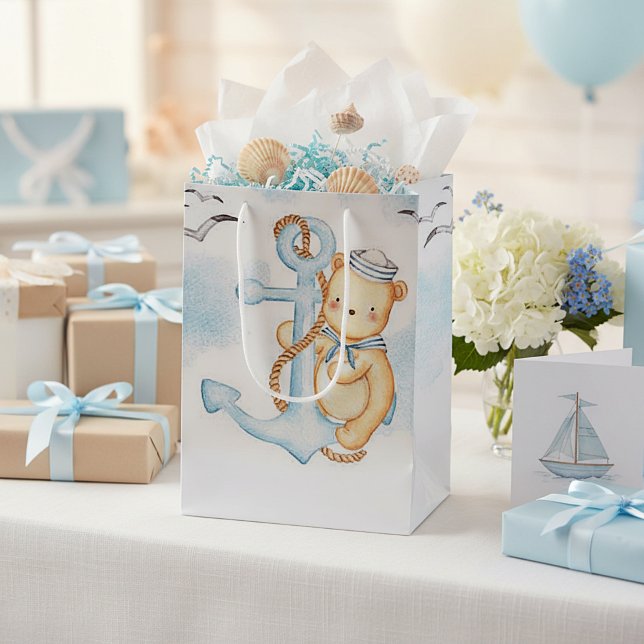 Cute sailor bear medium gift bag (Creator Uploaded)