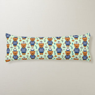 Cute Sailor Bear Pattern With Navy Stripes Body Pillow