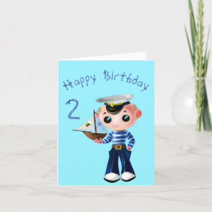 Cute Sailor Boy Birthday Card - Customizable