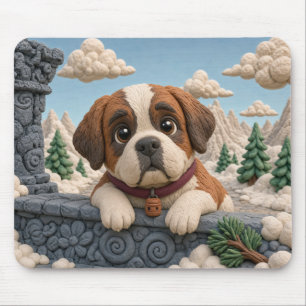 Cute Saint Bernard Puppy, Baby Dog Mouse Pad