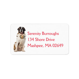 Cute Saint Bernard Puppy Dog  Funny St Bernard Label
