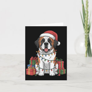 Cute Saint Bernard Santa Hat Christmas Dog Lover H Card