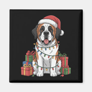 Cute Saint Bernard Santa Hat Christmas Dog Lover H Magnet