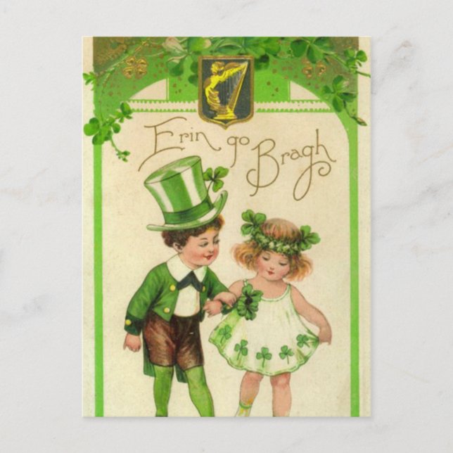 Cute Saint Patrick's day lad lass Holiday Postcard (Front)