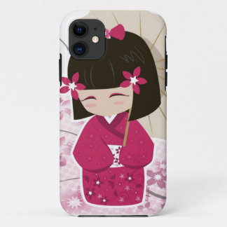 Cute Sakura Kokeshi Doll iPhone 11 Case
