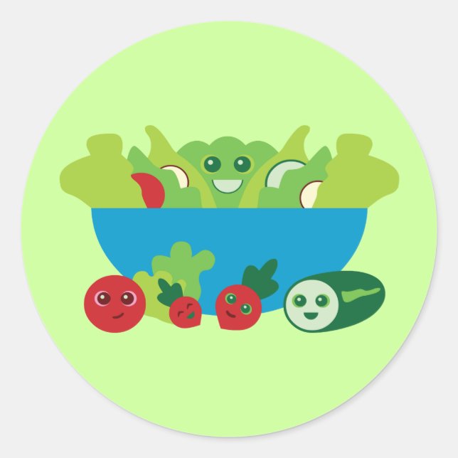 Cute Salad Classic Round Sticker (Front)