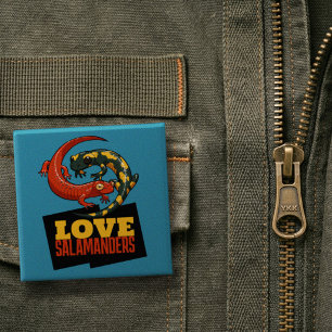 Cute Salamander Love Salamanders Fan Cartoon 2 Inch Square Button