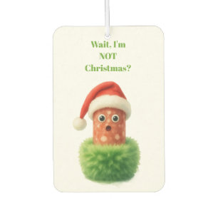 Cute salami surprised Christmas in fluffy green Air Freshener