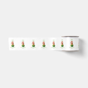 Cute salami surprised Christmas in fluffy green Satin Ribbon