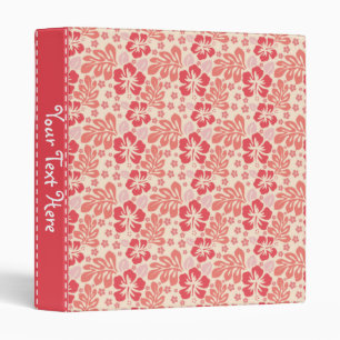 Cute Salmon and Coral Pink Floral Pattern Binder