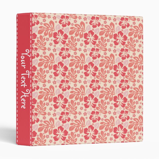Cute Salmon and Coral Pink Floral Pattern Binder (Front/Spine)