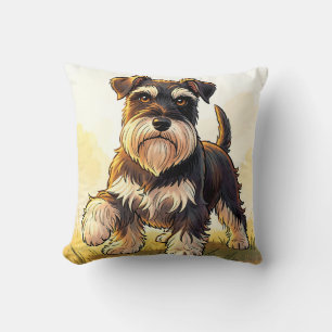 Cute Salt and Pepper Schnauzer Puppy  Throw Pillow