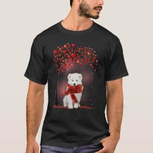 Cute Samoyed Couple Valentine Love Tree Dogs Hear T-Shirt