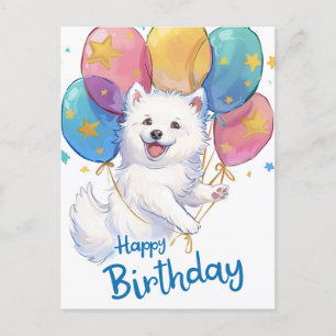 Cute Samoyed Happy Birthday Postcard