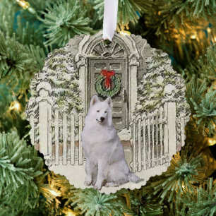 Cute Samoyed Lovers Christmas Ornament Card